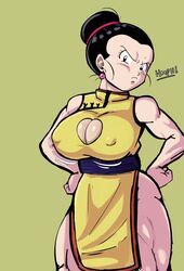 1girls angry_face athletic_female big_breasts black_hair boob_window breasts chichi clothed dragon_ball dragon_ball_z female female_only fully_clothed huge_breasts nipples_visible_through_clothing pseudocel shounen_jump solo solo_female thick_thighs tight_dress yellow_dress rating:Explicit score:182 user:KuroNekoChan