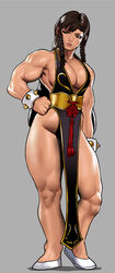 1girls alternate_costume alternate_hairstyle big_breasts breasts brown_eyes brown_hair capcom cessa chun-li chun-li_(battle_ouffit_sfv) cleavage clothed_female clothes clothing dark_hair dress female female_only large_breasts lipstick long_hair makeup muscles muscular muscular_female shoes solo street_fighter street_fighter_v thick_thighs wide_hips rating:Safe score:56 user:justausername