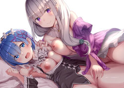 2girls breasts censored emilia_(re:zero) fingering fingering_partner mosaic_censoring pussy re:zero_kara_hajimeru_isekai_seikatsu rem_(re:zero) tomaco yuri rating:Explicit score:182 user:bot