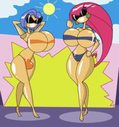 alternate_breast_size bulge_through_clothing da-fuze disney doll huge_breasts james_(pokemon) jessie_(pokemon) knick_knack kojirou_(pokemon) musashi_(pokemon) permanent_smile pixar pokemon rule_63 sunglasses sunnification rating:Explicit score:43 user:meriko