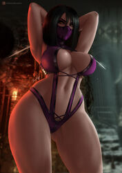 2d abs armpits arms_behind_back arms_behind_head big_breasts black_hair breasts clone clothed clothing curvaceous curvy curvy_figure female female_focus female_only from_behind from_below gold high_resolution highres large_breasts leotard long_hair looking_at_viewer looking_down luminyu mask mileena monster_girl mortal_kombat mortal_kombat_(2011) navel netherrealm_studios patreon_reward pubes pubic_hair short_hair solo solo_female solo_focus tagme tan tan_body tan_skin thick_thighs thighs toned toned_body toned_female yellow_eyes rating:Explicit score:146 user:DBKX