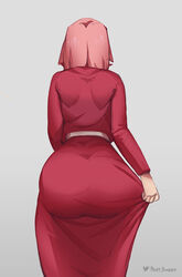 1girls ass ass_focus ass_in_dress back back_view dress facing_away female female_focus female_only fully_clothed huge_ass huge_butt naruto naruto_(series) naruto_shippuden phat_smash pink_hair pulling_clothing sakura_haruno simple_background solo solo_female solo_focus thick_thighs tight_clothes tight_clothing wide_hips rating:Safe score:449 user:GaspinJojo