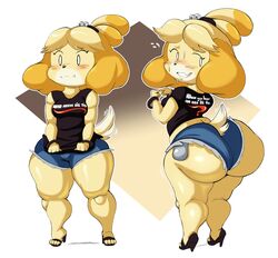 1girls 2021 animal_crossing anthro ass big_ass big_butt blush booty_shorts bottom_heavy breasts bubble_ass bubble_butt canine daisy_dukes english_text fat_ass fat_butt female fully_clothed furry heels hi_res highres hips hot_pants hotpants isabelle_(animal_crossing) looking_back nintendo purple_yoshi_draws round_ass short_hair short_shorts shorts shortstack tail text thick thick_ass thick_thighs thighhighs video_games wedgie white_background wide_hips rating:Questionable score:344 user:Pawg2000