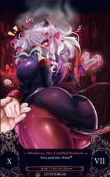 aroused big_breasts book breasts bunger demon demon_girl demon_horns demon_tail dialogue fat_ass heart heart-shaped_pupils helltaker holding_hands massive_ass minecraft modeus_(helltaker) nervous straight_hair text thick_thighs thighs tudduls wet wet_pussy white_hair rating:Explicit score:369 user:A_Block_of_Cheese