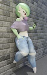 1girls 3d anthro breasts bubble_gum female female_gardevoir female_only gardevoir green_hair hips jeans nintendo phone pokémon_(species) pokemon pokemon_rse small_breasts solo solo_female thick thick_thighs thighs tradelt wide_hips rating:Safe score:51 user:tradeltt