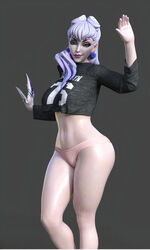 3d 3d_(artwork) big_breasts daz3d daz_studio evelynn female k/da_all_out_evelynn k/da_all_out_series league_of_legends milapone panties thick_thighs topwear white_hair yellow_eyes rating:Explicit score:55 user:ugaugaugau12e