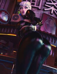 ass big_ass big_butt evelynn female k/da_all_out_evelynn k/da_all_out_series league_of_legends leggings milapone white_hair yellow_eyes rating:Explicit score:86 user:ugaugaugau12e