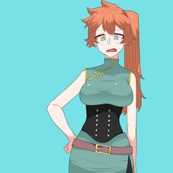 1girls aqua_eyes blush female_focus female_only hero_outfit_(mha) itsuka_kendou kendou_itsuka my_hero_academia oekaki_ka orange_hair ponytail tagme rating:Questionable score:97 user:ben505