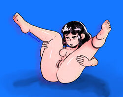  black_hair ghostytuff goth goth_girl holding_legs holding_own_legs_up legs legs_up pussy short_hair  rating:explicit score: user:ghostytuff