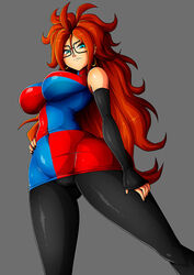 android android_21 android_21_(human) big_breasts blue_eyes brown_hair clothing dragon_ball dragon_ball_fighterz earrings female female_only glasses long_hair mature_female shounen_jump solo tight_clothing witchking00 rating:Explicit score:103 user:RP_MultipleFandoms