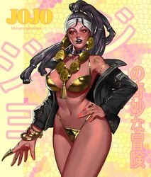 1girls black_hair brown_skin gold_jewelry jewelry jojo's_bizarre_adventure mohammed_avdol piercing piercings red_eyes rule_63 solo solo_focus stardust_crusaders veela_(artist) rating:Questionable score:64 user:deleted7993