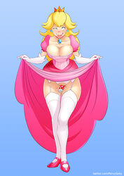 1girls ahe_gao blonde_hair blush cleavage dildo dildo_in_pussy dress_lift female female_only fully_clothed large_breasts mario_(series) nintendo no_panties oo_sebastian_oo princess_peach rolling_eyes solo vaginal_penetration rating:Explicit score:128 user:MegaMoo