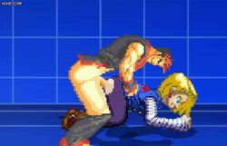 1boy 1girls android_18 animated blonde_hair blue_eyes cowgirl_position crossover dragon_ball fatal_fury from_behind garou:_mark_of_the_wolves gettag kim_dong_hwan m.u.g.e.n mating_press no_sound rough_sex sex snk sprite straight video rating:Explicit score:72 user:Catwoman