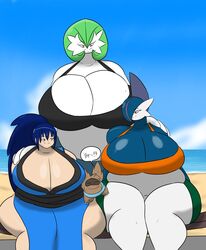 1boy 3girls anthro beach blue_hair blue_skin brown_fur chubby claws closed_eyes clothing dialogue female female_gallade gallade gardevoir gender_bender genderswap green_hair greninja huge_breasts igphhangout long_hair mizu_(igphhangout) multiple_girls pink_eyes pokémon_(species) pokemon pokemon_dppt pokemon_rse pokemon_xy ponytail red_eyes rule_63 scarf short_hair smile speech_bubble sports_bra text thick_thighs white_skin zigzagoon rating:Explicit score:35 user:KyoKusanagi94