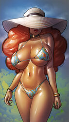 1girls auburn_hair bikini bracelet breasts choker cleavage curly_hair eyes_covered female female_only hat hat_over_eyes hidden_face hourglass_figure huge_breasts large_breasts light-skinned_female light_skin lipstick long_hair mature_female navel ph powerpuff_girls red_hair red_lipstick sara_bellum shiny_skin solo solo_female solo_focus standing swimsuit voluptuous rating:Explicit score:499 user:Ruff23