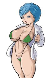 1girls bikini blue_eyes blue_hair breasts bulma_briefs dragon_ball female female_only huge_breasts long_sleeves micro_bikini milf nipple_bulge pseudocel pubic_hair shirt shounen_jump solo solo_female thick_thighs rating:Explicit score:189 user:Colosos