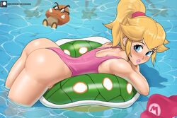 1girls 1other absurd_res alternate_hairstyle ass big_butt blonde_hair blue_eyes blush butt dat_ass earrings echosaber eyelashes female female_focus fringe goomba hat highres light-skinned_female lipstick long_hair looking_at_viewer looking_back mario_(series) nintendo one-piece_swimsuit pale-skinned_female petite pink_lipstick pink_swimsuit ponytail pool presenting_ass princess princess_peach royalty seductive_look slim super_mario_bros. swimsuit teenager thick_thighs thighs water rating:Questionable score:321 user:Bikuta69