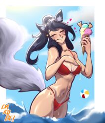 ahri bathing_suit bikini dakube ice_cream league_of_legends league_of_legends:_wild_rift swimsuit vastaya rating:Explicit score:87 user:Daline18