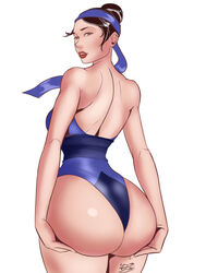 1girls 2d ass ass_support back back_view backless_outfit big_ass black_hair brown_eyes bubble_butt dat_ass female female_only hair_bun hands_on_ass headband hourglass_figure kitana leotard lipstick looking_at_viewer looking_back mortal_kombat mortal_kombat_11 netherrealm_studios pinup presenting_ass shiny_ass simple_background smiling_samurai solo solo_focus thong_leotard tied_hair white_background rating:Questionable score:114 user:Zomdra