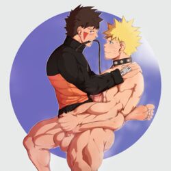 2boys anal anal_sex black_eyes blue_eyes bottomless brown_hair clenched_teeth clothed_sex clothing collar cowgirl_position gay half-dressed insaneeighteen inuzuka_kiba jacket label leash leg_lock looking_at_partner male/male male_only male_penetrated male_penetrating muscular muscular_male naked naruto naruto_(series) naruto_shippuden penetration penis rolling_eyes short_hair sitting sitting_on_lap sitting_on_person smile straddling sweat testicles uzumaki_naruto yaoi yellow_hair rating:Explicit score:77 user:Akamegane