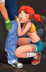 closed_eyes fellatio female hair human human_only humanoid kasumi_(pokemon) male nintendo oral orange_hair penis pokemon satoshi_(pokemon) straight rating:Explicit score:9 user:bot