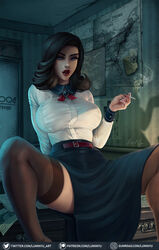 1girls 2019 alternate_breast_size ass belt beltskirt big_ass big_breasts bioshock bioshock_infinite black_hair blue_eyes breasts brown_hair burial_at_sea choker cigarette clothed deviantart elizabeth_comstock eye_contact eyelashes feet female female_only hourglass_figure huge_breasts human large_breasts legs_spread lipstick long_hair long_skirt looking_at_viewer luminyu map on_table patreon rapture_(bioshock) red_lipstick shadow shirt sitting skirt slit_dress smoke smoking solo spread_legs spreading stockings table text thick_thighs thighhighs twitter_username url watermark wide_hips rating:Questionable score:509 user:Quarks