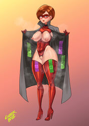 1girls armwear big_breasts breasts_cutout clothing coat condom condom_accessories condom_wrapper cyberboi disney elastigirl eyewear female female_only footwear handwear helen_parr jacket legwear mask nipples outerwear pixar presenting pussy_cutout skimpy skimpy_clothes smooth_skin solo superheroine the_incredibles thick_thighs rating:Explicit score:371 user:nostalgiaz18