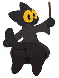 absurd_res anthro ass big_ass big_butt biped bottomless bubble_ass bubble_butt butt clothed clothing cute cute_face digital_media_(artwork) domestic_cat felid feline felis female female_only fur furry furry_only google google_doodle halloween hi_res holidays looking_back magic_cat_academy mammal momo_(google) rear_view shortstack simple_background solo solo_female sssonic2 stick thick_thighs wand white_background wide_hips rating:Explicit score:35 user:X4X6