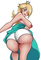 areolae ass big_breasts bimbo blonde_hair blue_eyes breasts bubble_butt crown dress dress_pull female female_focus female_only hair_over_one_eye kernelsink long_hair mario_(series) nintendo nipples panties pose posing princess_rosalina rear_view sideboob solo super_mario_galaxy tagme topless rating:Explicit score:93 user:rohald