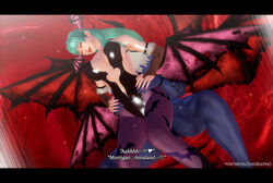 1male 3d chobixpho clothed_sex clothing darkstalkers green_hair large_breasts morrigan_aensland succubus tagme rating:Explicit score:14 user:kiseijuuisuzune