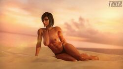 1girls 3d beach breasts dark-skinned_female female overwatch pharah solo takerskiy rating:Explicit score:33 user:playwithmyrocket