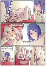 2girls age_difference anal anal_insertion anal_masturbation areolae ass bent_over blue_hair breasts chibi comic completely_nude completely_nude_female dialogue facial_piercing female female/female female_only female_with_female femdom fingering fingering_ass fingering_partner green_eyes kissing kneeling konan lesbian_sex light-skinned_female long_hair lying lying_on_back multiple_girls naked naruto naruto_(series) naruto_shippuden nipples nude older_female orange_eyes paipan pale-skinned_female pale_skin passionate piercing pink_hair rebeccarains sakura_haruno shounen_jump speech_bubble story talking text younger_female yuri rating:Explicit score:184 user:UnrealHarbor