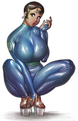 1girls 2021 agent_honeydew big_breasts bodysuit breasts cartoon_network dexter's_laboratory ear_piercing earrings eyelashes female female_focus female_only high_heels huge_breasts large_breasts latex latex_suit lipstick looking_at_viewer ph short_hair simple_background solo solo_female solo_focus squatting thick_thighs very_short_hair white_background wide_hips rating:Explicit score:194 user:GaspinJojo