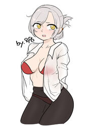 breasts dress_shirt league_of_legends no_pants okdam open_clothes open_shirt panties panties_under_pantyhose pantyhose red_panties riot_games riven standing tagme white_hair yellow_eyes rating:Questionable score:15 user:AbsoluteTerritory