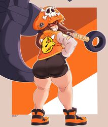 anchor ass back_view brown_hair closed_eyes female female_focus guilty_gear hat hips huge_ass jacket looking_back may_(guilty_gear) pirate shoes smiling smiling_at_viewer solo solo_female spats tecfuzz thick_thighs thighs wide_hips rating:Safe score:108 user:vicbauss