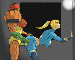 1futa 1girls against_wall bodysuit clothed clothing colored_sketch duo female fish-ninja(artist) full_color futa_on_female futanari human light_skin metroid metroid_fusion mostly_clothed nintendo pale_skin power_suit sa-x samus_aran side_view standing varia_suit visor rating:Explicit score:25 user:ironlego9081