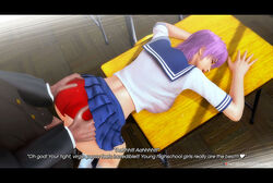 1boy 1girls 3d ayane_(doa) chobixpho dead_or_alive purple_hair sailor_uniform school_uniform schoolgirl rating:Explicit score:9 user:kiseijuuisuzune