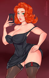 1girls ange1witch avengers big_breasts black_widow_(marvel) breasts cleavage female female_only large_breasts looking_at_viewer marvel natasha_romanoff selfie solo thick_thighs thighhighs wide_hips rating:Questionable score:304 user:justausername