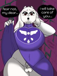 anthro background bbw big_breasts chubby furry hairy_pussy hand_on_head horns huge_breasts imminent_rape imminent_sex lifted_shirt lifting_clothing long_ears low-angle_view mammal megokinho mommy_kink pov purple_background pussy showing_off toriel undertale white_fur rating:Explicit score:81 user:Megoko4