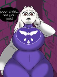 anthro background bbw big_breasts chubby furry hand_on_head horns huge_breasts long_ears low-angle_view mammal megokinho mommy_kink pov purple_background toriel undertale white_fur rating:Explicit score:63 user:Megoko4