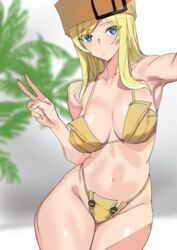 ashiomi_masato bikini blonde_hair blue_eyes breasts cleavage guilty_gear long_hair looking_at_viewer millia_rage navel standing tagme thick_thighs thighs rating:Questionable score:122 user:AbsoluteTerritory