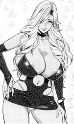 1girls animal_print areola_slip areolae bakunyuu bare_shoulders bimbo black_and_white blonde_hair blush bodycon boss boss_lady bracelet breasts bridal_gauntlets bursting_breasts ceo choker cleavage clothing_cutout collarbone contrapposto covered_erect_nipples cowboy_shot cross cross_choker cross_necklace curly_hair curvaceous curvy curvy_body dark-skinned_female dark_skin dress drill_hair drill_locks elbow_gloves erect_nipples erect_nipples_under_clothes eyebrows eyelashes eyeliner facing_viewer female female_boss female_focus fingerless_gloves gal_ane_shachou_to_harem_ganguro_~sex_wa_gyoumu_ni_fukumimasu_ka? ganguro gyaru hair_over_one_eye hand_on_hip highleg highleg_panties highres hip_vent huge_areolae huge_breasts huge_nipples implied_sex impossible_clothes jewelry kogal leopard_print long_hair looking_at_viewer lots_of_jewelry microdress microskirt minidress miniskirt monochrome naughty naughty_smile navel navel_cutout necklace nishigori_ai no_bra original original_character panties pantyshot pantyshot_(standing) plain_background puffy_areolae puffy_nipples revealing_clothes ring ringlets seductive_eyes seductive_look seductive_smile short_dress simple_background skimpy skimpy_clothes skimpy_dress skimpy_outfit skindentation skirt smile smiling_at_viewer solo standing tan tatsunami_youtoku thong_panties tight tight_clothing tight_dress underwear wavy_hair white_panties white_thong rating:Explicit score:70 user:ron50