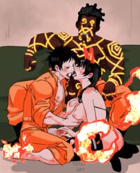 1girls 2boys 2d bisexual bisexual_male black_hair blowjob breast_grab enen_no_shouboutai fellatio fire_force group interracial kotatsu_tamaki multiple_boys nekokat42 ogun_montgomery oral shinra_kusakabe rating:Explicit score:34 user:somebguy