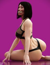 1girls 3d ass big_ass black_hair bra breasts female large_teeth mileena mortal_kombat mortal_kombat_11 panties pose posing rude_frog sharp_teeth solo thong rating:Explicit score:130 user:playwithmyrocket