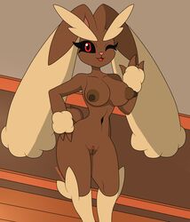 anthro big_breasts breasts bunny female female_focus female_only fur furry game_freak humanoid looking_at_viewer lopunny nintendo nipples nude nude_female nudity pokémon_(species) pokemon presenting pussy rabbit samrunner school schoolgirl small_waist student thick_thighs thighs video_games waist rating:Explicit score:27 user:SamRunner