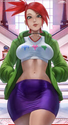 belly_button big_breasts brown_eyes cartoon_network choker cleavage crop_top ear_piercing earrings foster's_home_for_imaginary_friends frankie_foster hairpin hands_in_pockets hoodie hourglass_figure izhardraws jacket mansion microskirt midriff navel open_jacket painted_nails ponytail purple_skirt red_hair seductive skirt smile stairs thick_lips thick_thighs thin_waist tight_clothes tight_clothing tight_skirt tights wide_hips rating:Explicit score:212 user:Jerkmaster15