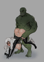 argag bald black_cat_(marvel) bubble_butt catsuit dominant_male felicia_hardy female green_skin hanging_breasts human_female light-skinned_female light_skin male manhandling marvel orc orc_male platinum_blonde_hair size_difference sketch spider-man_(series) tortuga wheelbarrow_position rating:Explicit score:83 user:Wanzer21