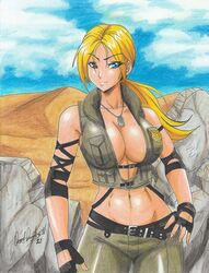 1girls 2021 2d bare_midriff belly_button big_breasts blonde_hair blue_eyes breasts cleavage dog_tags female female_only frown jacket large_breasts mortal_kombat navel no_bra pencil_(artwork) ponytail ravern_clouk solo sonya_blade tagme rating:Safe score:62 user:Matt.Master