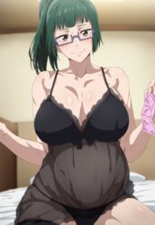 1girls ai_generated athletic athletic_female babydoll before_sex big_breasts blunt_bangs bra breasts breasts_bigger_than_head condom condom_packet_strip eyewear female female_focus female_only glasses green_eyes holding_object huge_breasts jujutsu_kaisen large_breasts light-skinned_female light_skin lingerie megane nai_diffusion offering panties ponytail pregnant pregnant_belly pregnant_female revealing_clothes sidelocks sitting sitting_on_bed skimpy skimpy_clothes smile solo stable_diffusion stockings tied_hair tofuro toned toned_female top_heavy top_heavy_breasts voluptuous zenin_maki rating:Explicit score:144 user:Leidenfrost