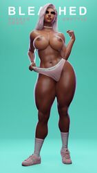 1girls 3d 3d_(artwork) adidas areolae athletic big_breasts bleached bleached_clothing braid breasts brown_skin choker contrapposto dark-skinned_female dark_skin face_tattoo fareeha_amari female female_focus female_only fit_female grvty3d large_breasts looking_at_viewer navel_piercing nipple_piercing nipples overwatch overwatch_2 panty_pull pharah pierced_nipples pink_hair pink_panties simple_background sneakers socks solo solo_female solo_focus tanline tanlines tattoo white_socks wide_hips rating:Explicit score:297 user:Crcole331